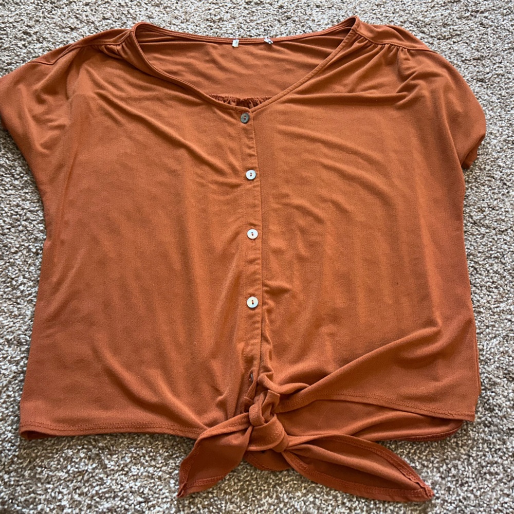 Rust Orange Button-Down Top